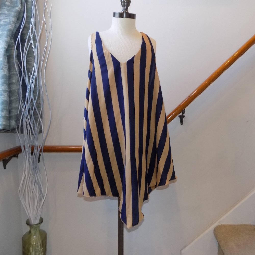 LIVE 4 TRUTH Navy & Tan Stripe Top Size Large